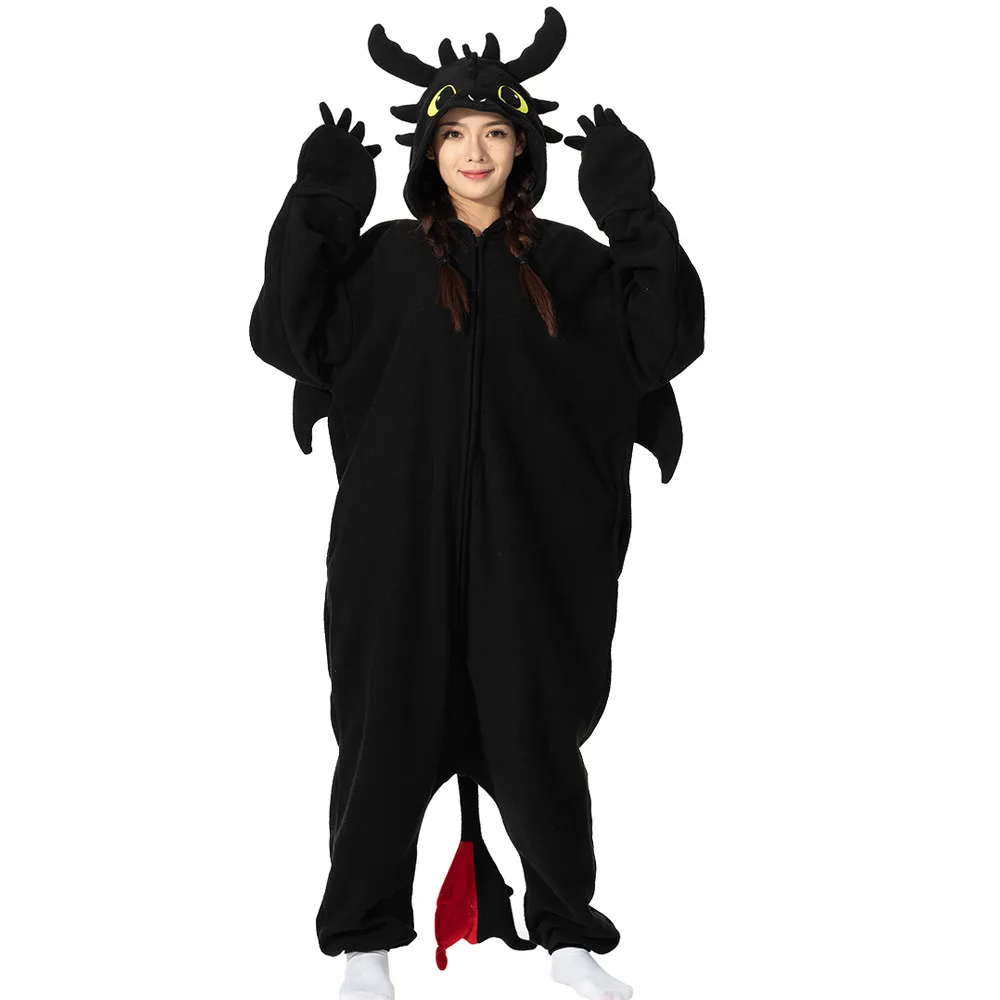 XXL Black Animal Kigurumi Adults Onesies Women Men Pajamas Halloween Costumes Cosplay Jumpsuit Christmas Gift