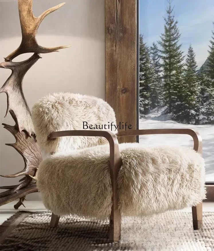 

D06Nordic solid wood modern simple small apartment home design lazy leisure chair