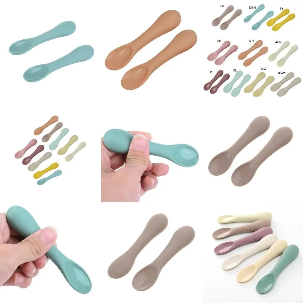 

Силиконовые столовые приборы для малышей, детская обучающая ложка для самостоятельного питания, практика приема пищи, ложка для