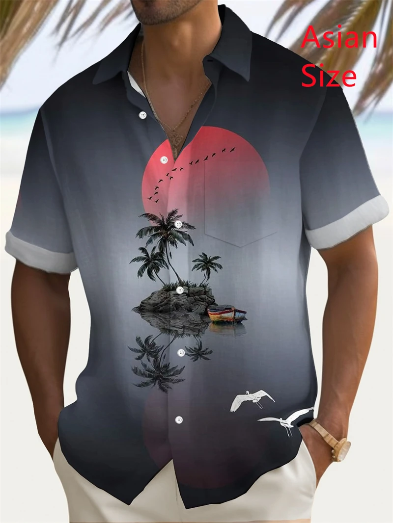 Summer 3D Printed Flower Graphic Men Shirt Hawaiian Casual Shirt Button Up Shirt Short Sleeve Vacation Beach Wear No Pocket Tops