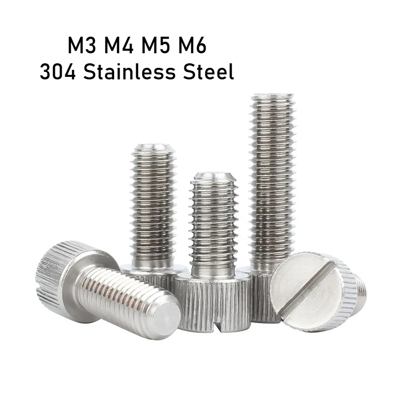 

M3 M4 M5 M6 304 Stainless Steel Knurled Slot Head Thumb Screw Thumb Slotted Bolt Adjustment Hand Screws