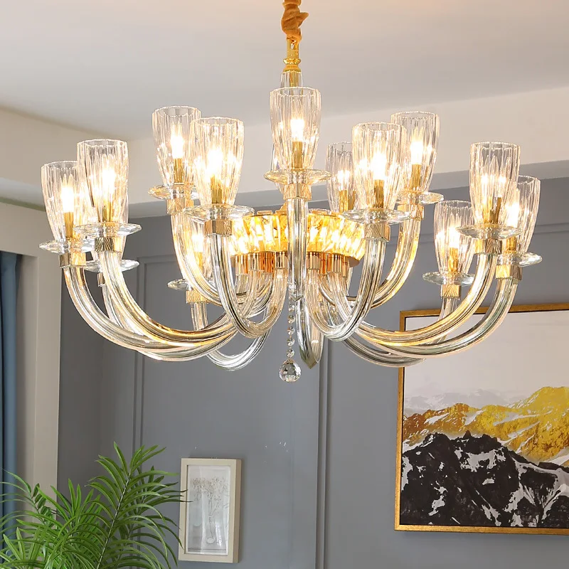 

European Crystal Chandelier Atmospheric Living Room Lights Simple Bedroom Dining Room Crystal Lights Hotel Villa Hall Study Lamp