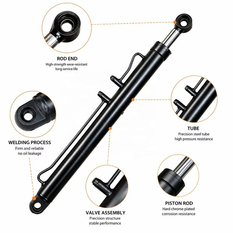 Forklift Double Action Hydraulic Cylinder Heavy Duty Spare Parts  Piston Rod Steel Structure 1500mm