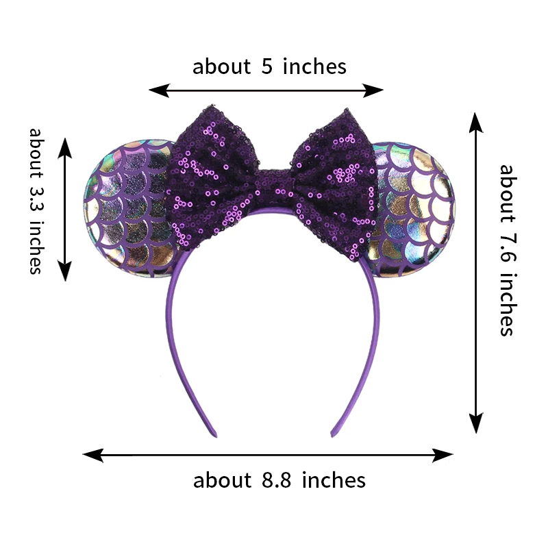 2024 New Disney Mickey Ears Mermaid Headband Children Adult Hairband Festival Party Dress Up Headdress DIY Hair Accessories