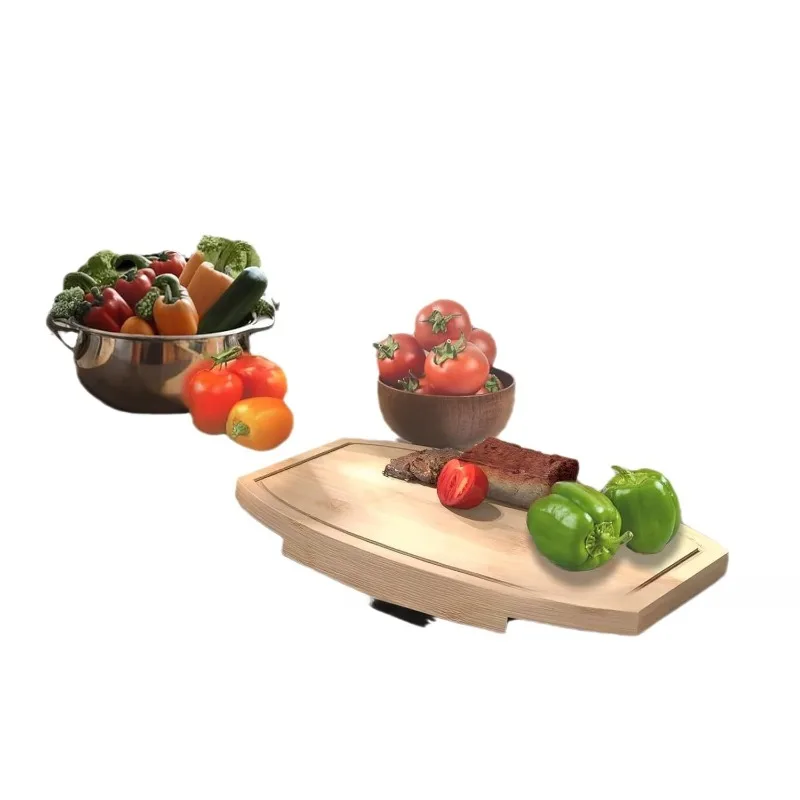 

Bamboo cutting board with juice sink corner counter household kitchen fruit chopping
