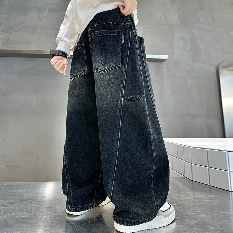 Teenager-Jungen-Jeans UNITIM 2026 Herbst Kinder-Jungen Vielseitige Patchwork-Jeans 4-14 Jahre Junge Jungen Schicke Gerade Hosen – Detail 2