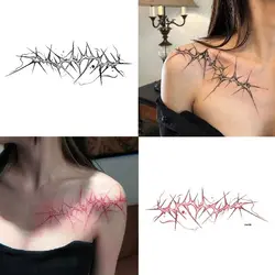 Shoulder Thorn Tattoo Sticker Halloween Cosplay Punk Fake Tattoo for Woman Man Clavicle Tatuajes Temporales Faux Tatouage Femme