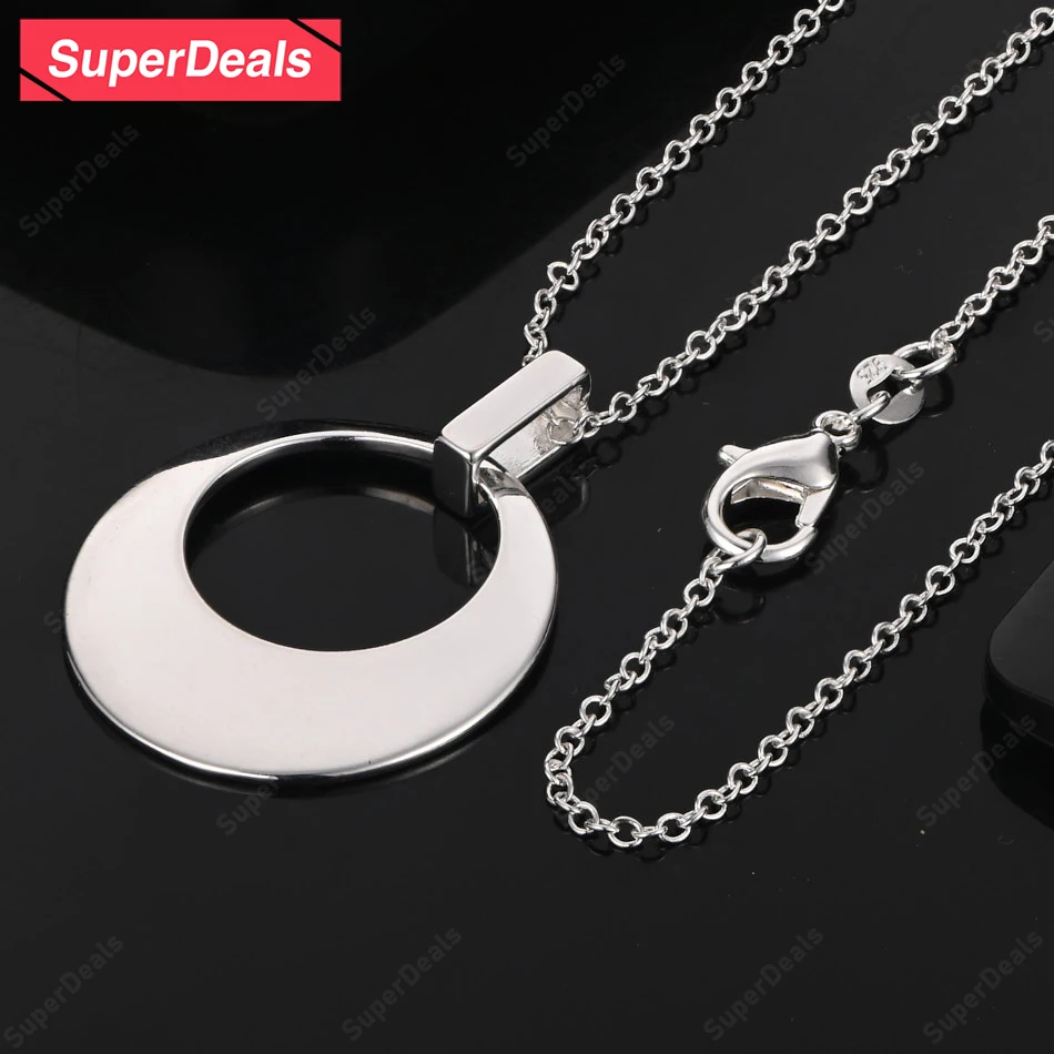 

SuperDeals 16-30 дюймов стерлингового серебра 925 пробы полый круглый кулон ожерелье 4 цепи женские свадебные вечерние модные ювелирные изделия подарок