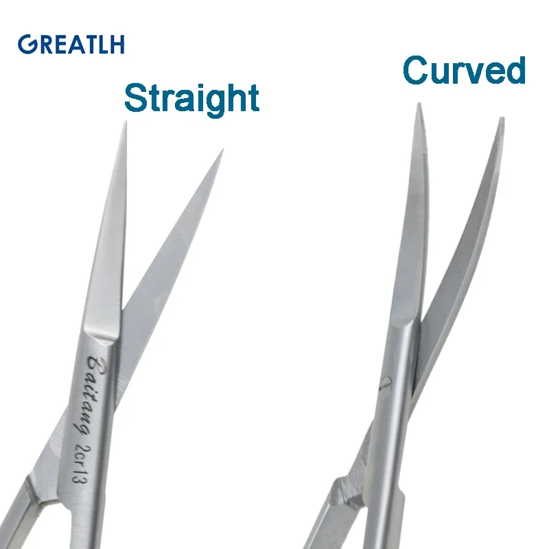 Stainless Steel Golden Handle Cut Tissue Scissors Pointed Straight Curved Head Tissue Scissors Autoclavable