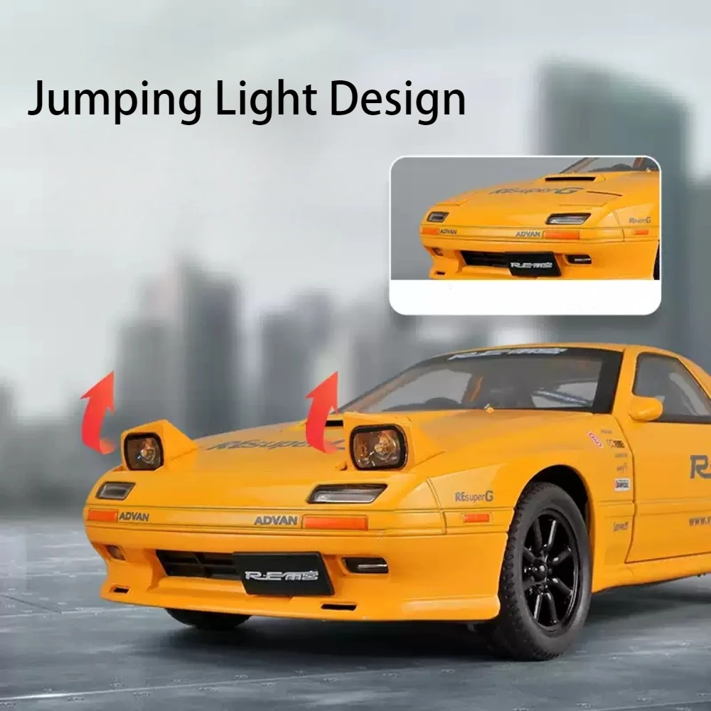 1:24 RX7-FC Mitsubishi EVO9 juguetes de aleación modelos de coches fundido a presión con luz de sonido extraíble modelo vehículo en miniatura para regalos de niños