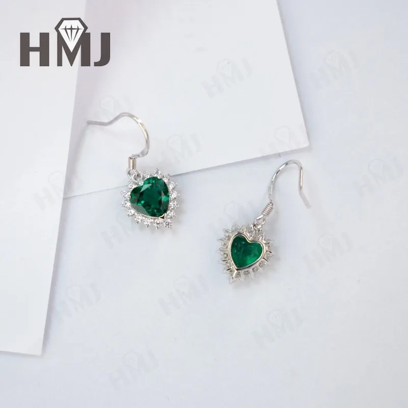 Ohrringe Rubin Smaragd Laborgezüchtete Edelsteine Herzschliff 925 Silber Vergoldet mit 18K Gold Luxuriöser Trendiger Vintage Feiner Schmuck Charms – Detail 9