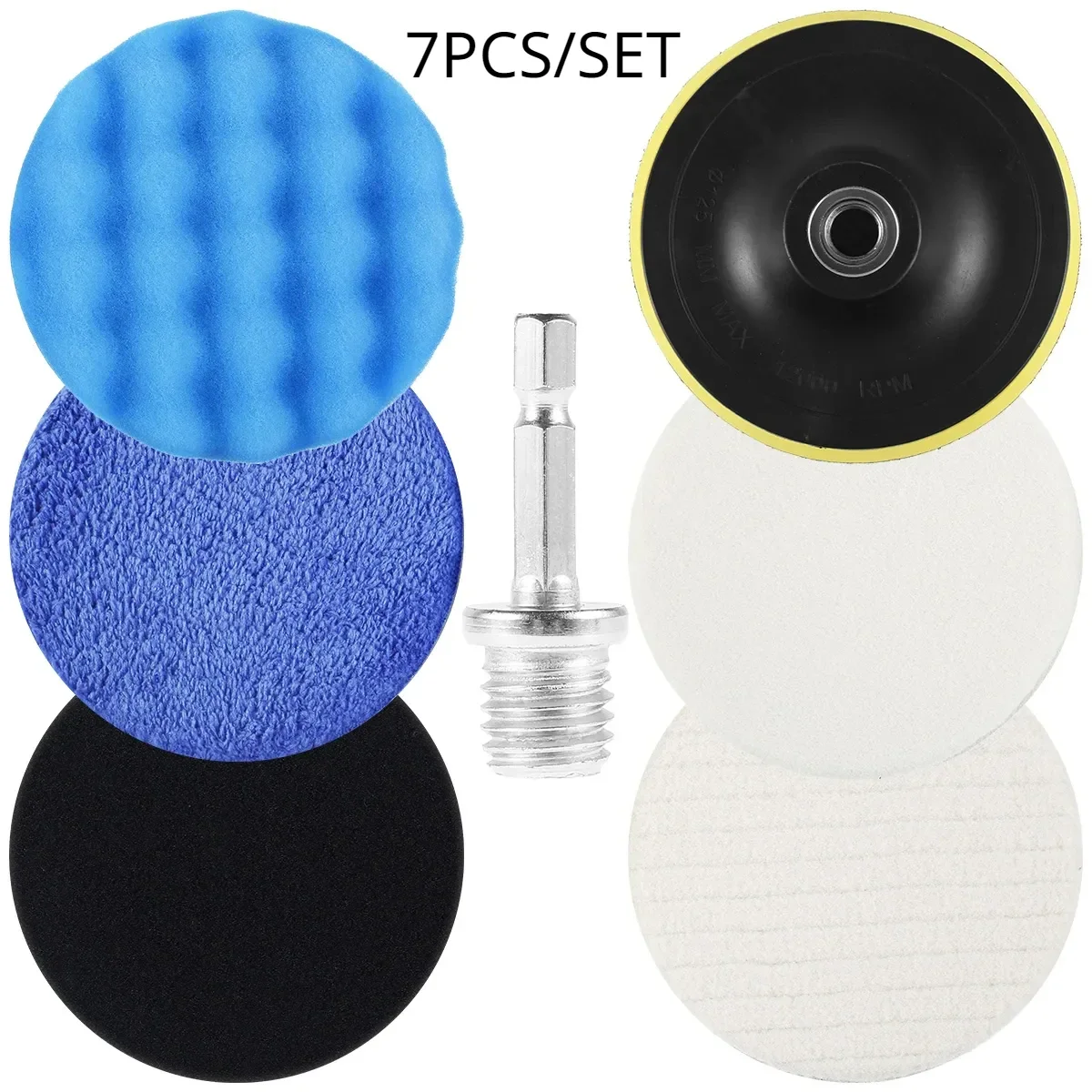 Polishing Pads Kit Sealing Glaze Waxing Replacement Polishing Sponge 125mm with M14 Drill Adapter for Granite/Car repair Attach