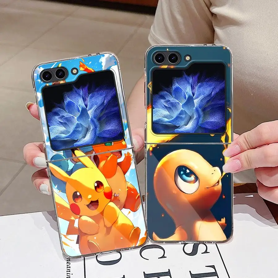 Чехол с японскими покемонами для Samsung Galaxy ZFlip7 ZFlip5 ZFlip6 Z Flip 7 6 5 4 3 ZFlip4 ZFlip3, жесткий чехол для телефона