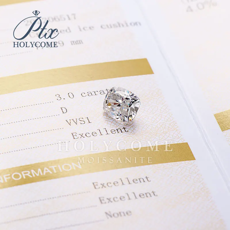 Free Loose Moissanite Stone Cushion Shape D VVS1 Color Excellent Tester Positive Lab Simulation Diamond For Jewelry Ring Making