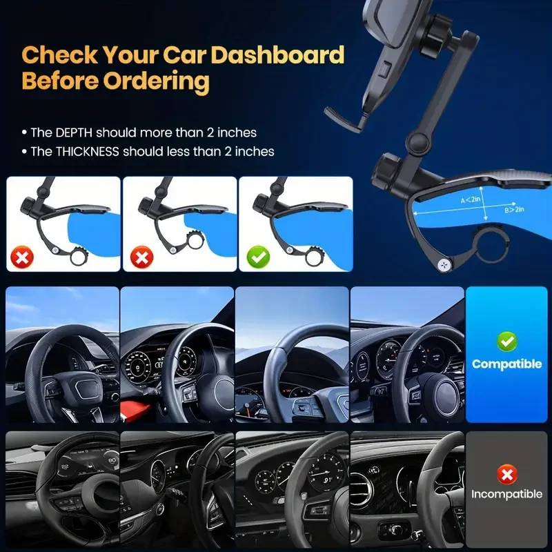 Multi Angle Adjustable Car Mount Holder for Phone Cool Dashboard Clip Universal Rotation Mobile Navigation Stand Car Accessories image 6