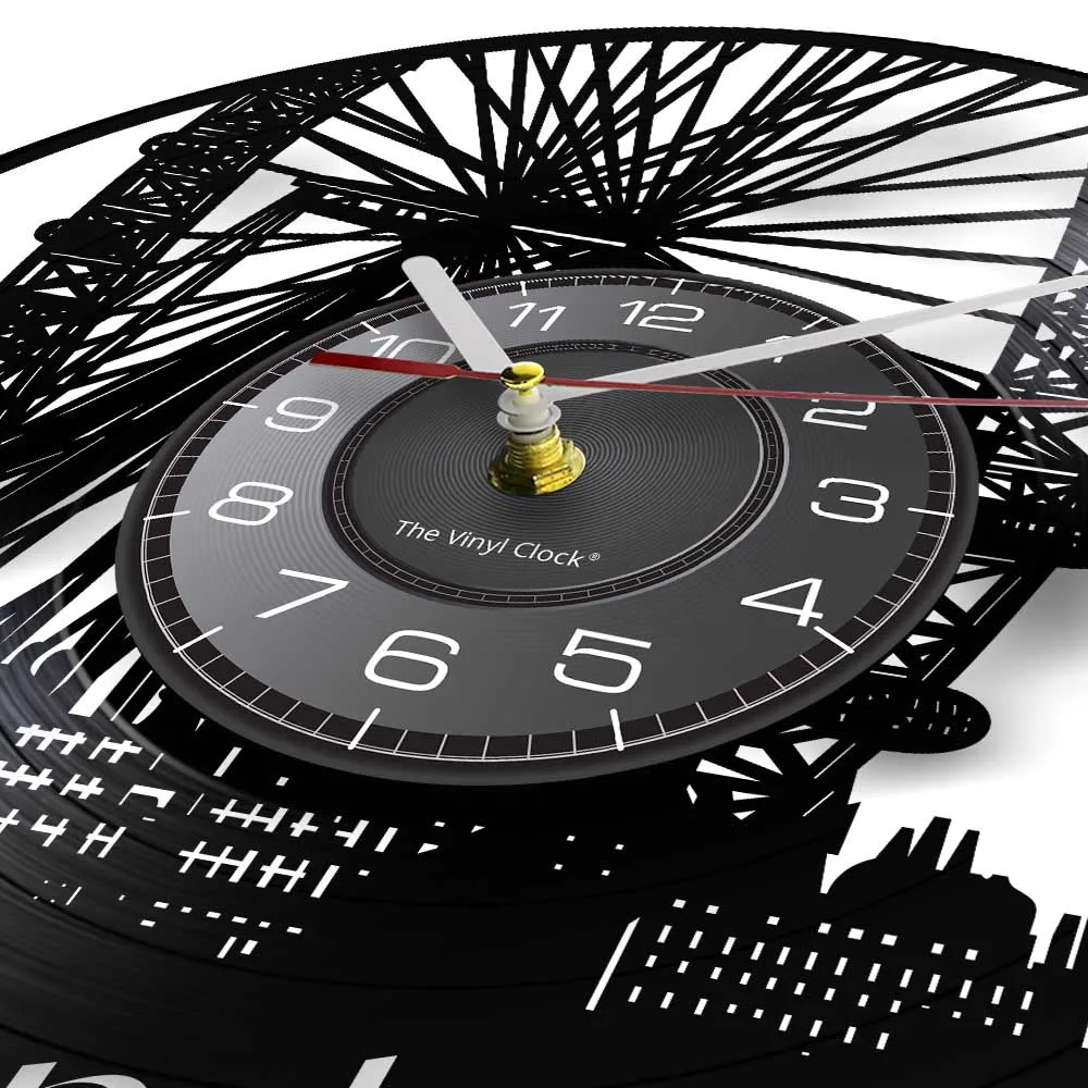 London Ferris Wheel Wall Decor Wall Watch London Eye Vinyl Record Wall Clock England Big Ben Decorative Modern Clock London Gift view 2