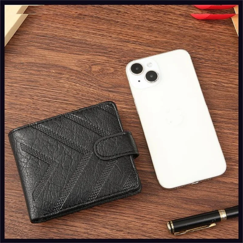 Men's wallets Leather Bifold Black Classic Business Large Capacity Credit Card Holder Wallet with Coin Pocket ID Windows Purse