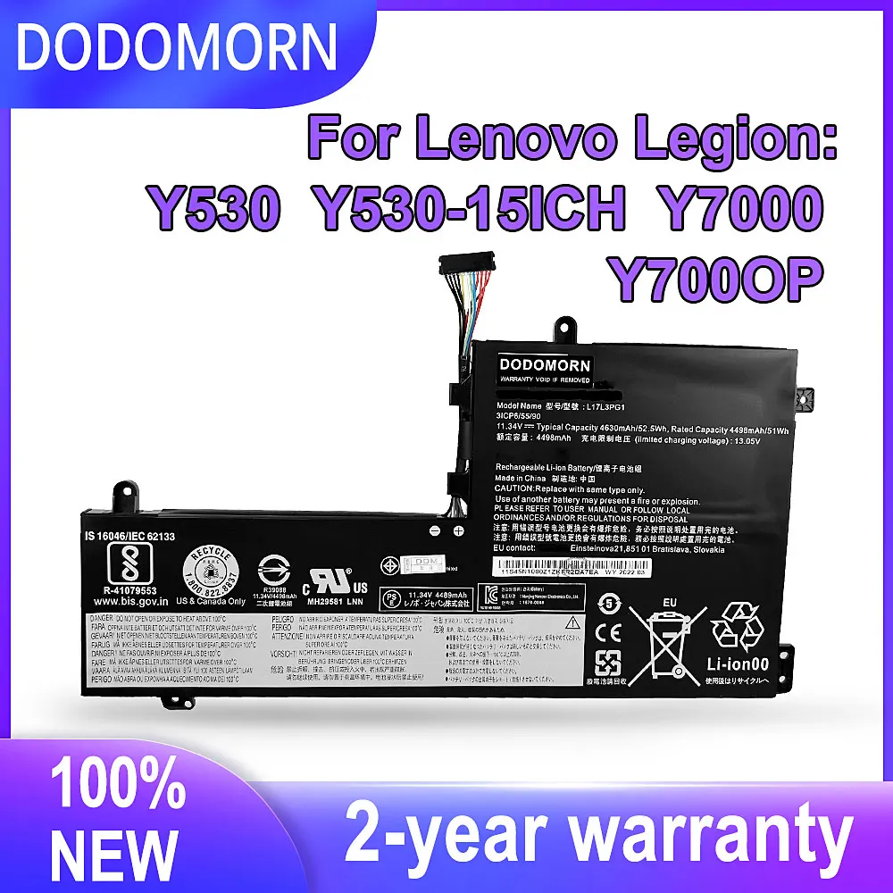 DODOMORN Laptop Battery For Lenovo Legion Y530 Y530-15ICH Y7000 Y7000P 2018/2019 L17C3PG1 L17C3PG2 L17L3PG1 L17M3PG1 L17M3PG3