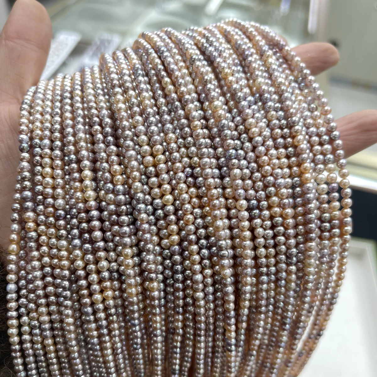 

AAA 3-4mm High-Quality Colored Round Natural Freshwater Pearls Beads for Jewelry Making DIY Necklace Bracelet Accessories 36cm