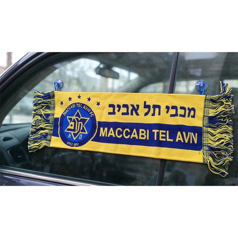 20*60 cm Size Maccabi Fanatics Tel Aviv FC Car Scarf for Fans Double-faced Knitted Flag Banner CTL001
