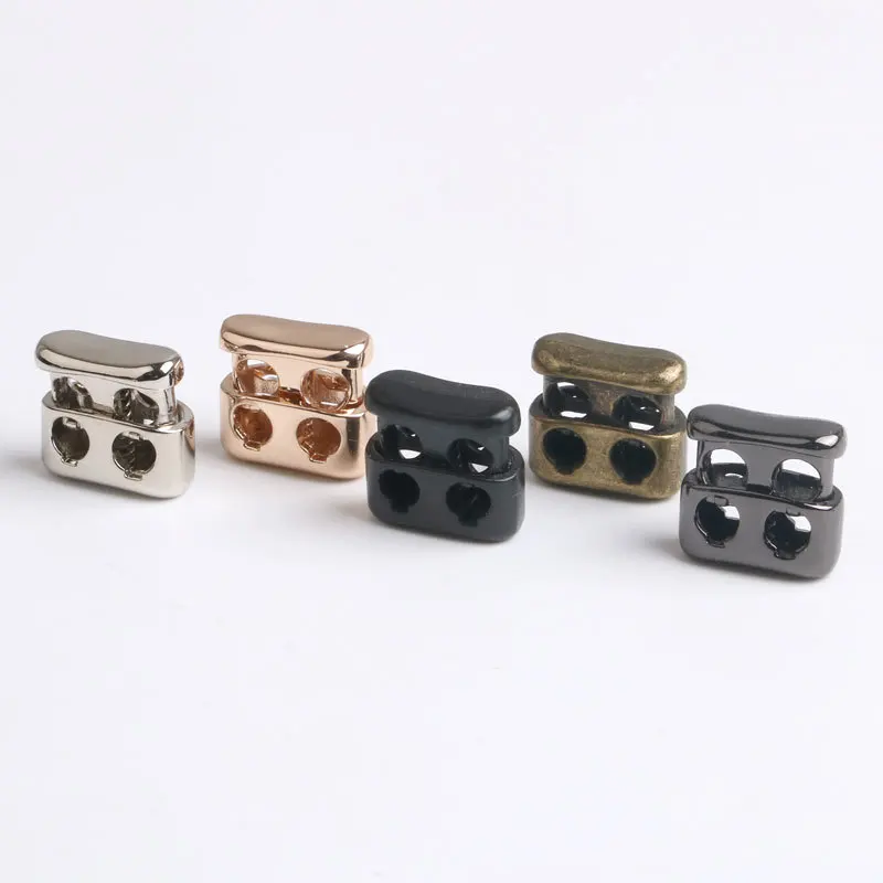 1 stks Metalen Koord Stopper 2 Gaten Druk Locker Koord Stopper Touw Uiteinden Trekkoord Schakelt Clip BuckleFor Kleding Kledingstukken schoenveter