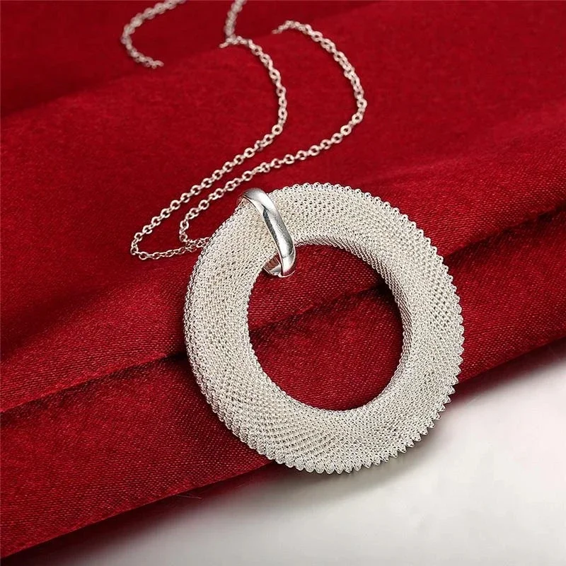 Wholesale 925 Sterling Silver Jewelry Sets Round Necklace Earrings Stud for Women Fashion Party Wedding Christmas Gifts