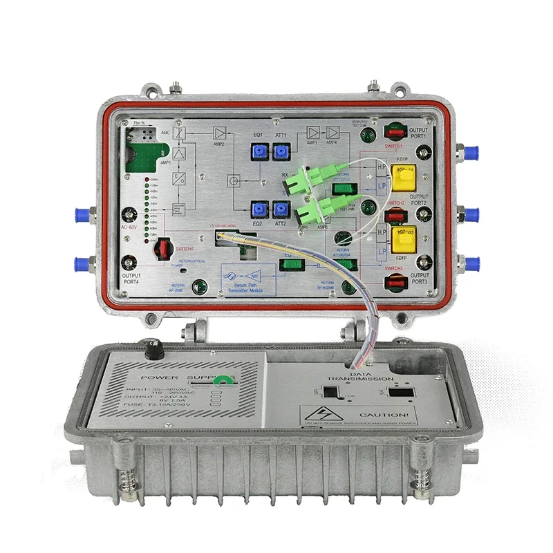 

CATV наружный двунаправленный 4-портовый оптический приемник