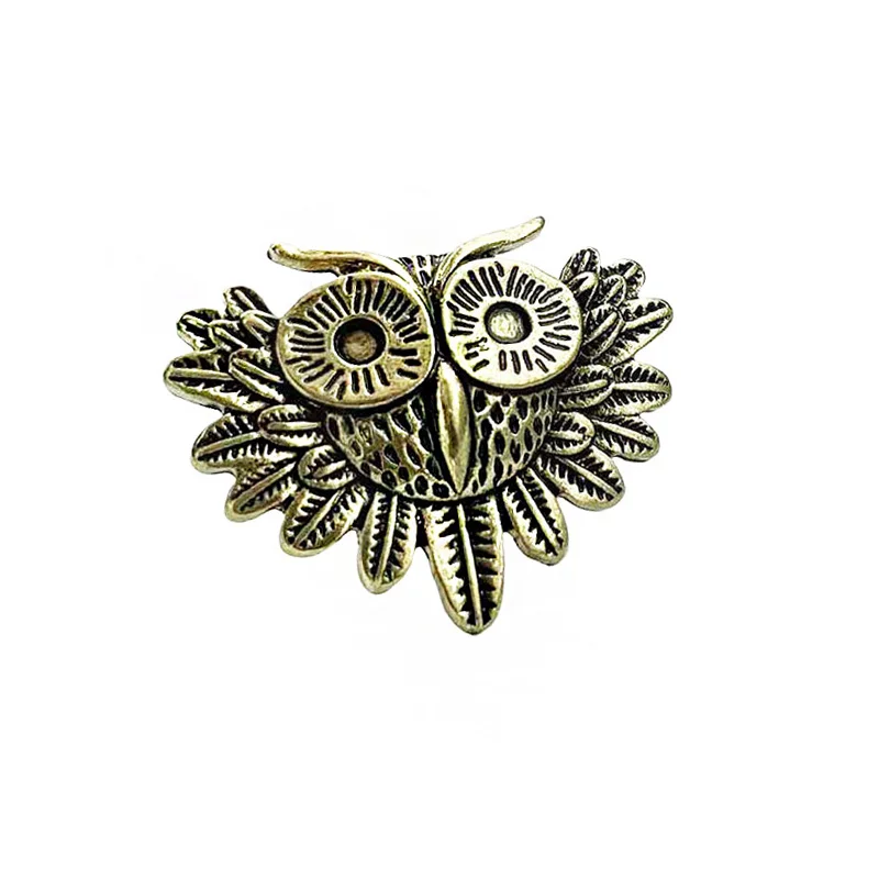 Vintage Style Carved Angry Owl Head Feather Bird Face Finger Ring Size 6.5 Womens Fashion Golden Alloy Metal Rings Jewelry