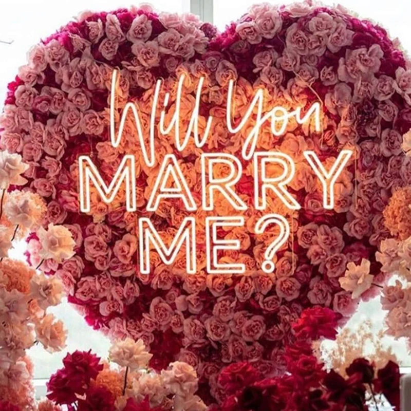 Will You Marry Me Wall Art Decor, Enseignes au néon personnalisées, Signe lumineux de réception, Décoration de fête de fiançailles, Proposition de mariage