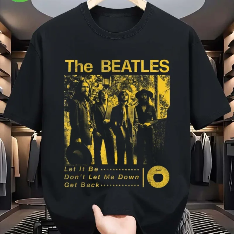 Camiseta gráfica vintage para hombre con estampado de The Beatles - Camiseta retro de música de gran tamaño y peso pesado que muestra a John Lennon