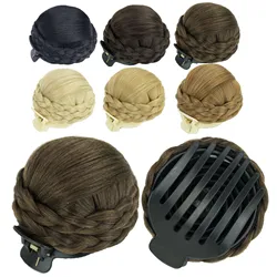 Soowee synthetisches Haar geflochtene Chignon Tänzer gefälschte Haare Kamm Clip Donut Scrunchie Klaue Haar Brötchen Abdeckung updo für Frauen und Kinder