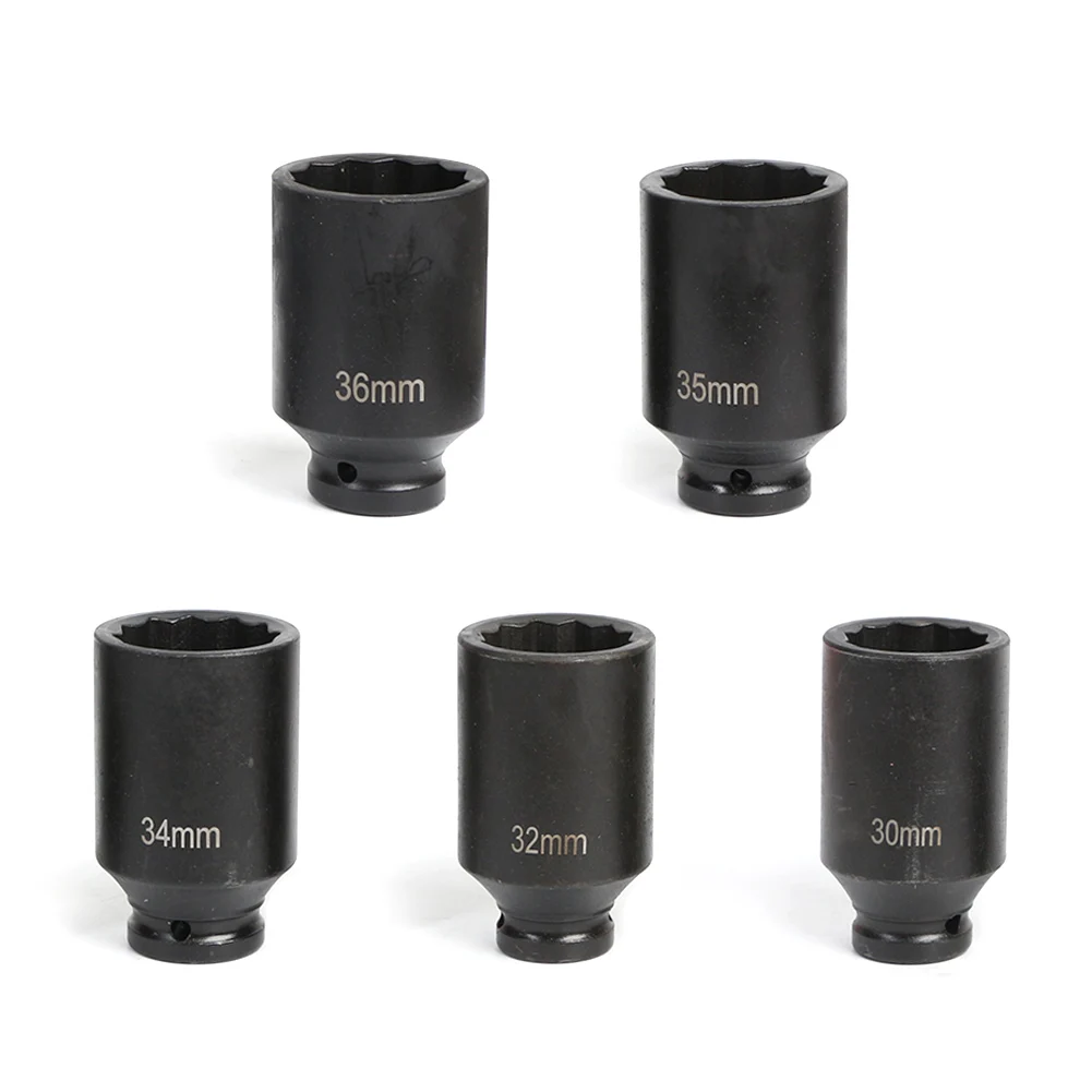 5PCS 12 Point Deep Impact Socket Set 30mm 32mm 34mm 35mm 36mm Axle Nut Sockets Automotive Tools