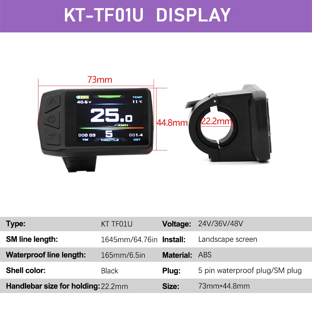 KT Ebike Display New TF01U Intelligent Colorful Display With USB 24V36V48V Kunteng Display