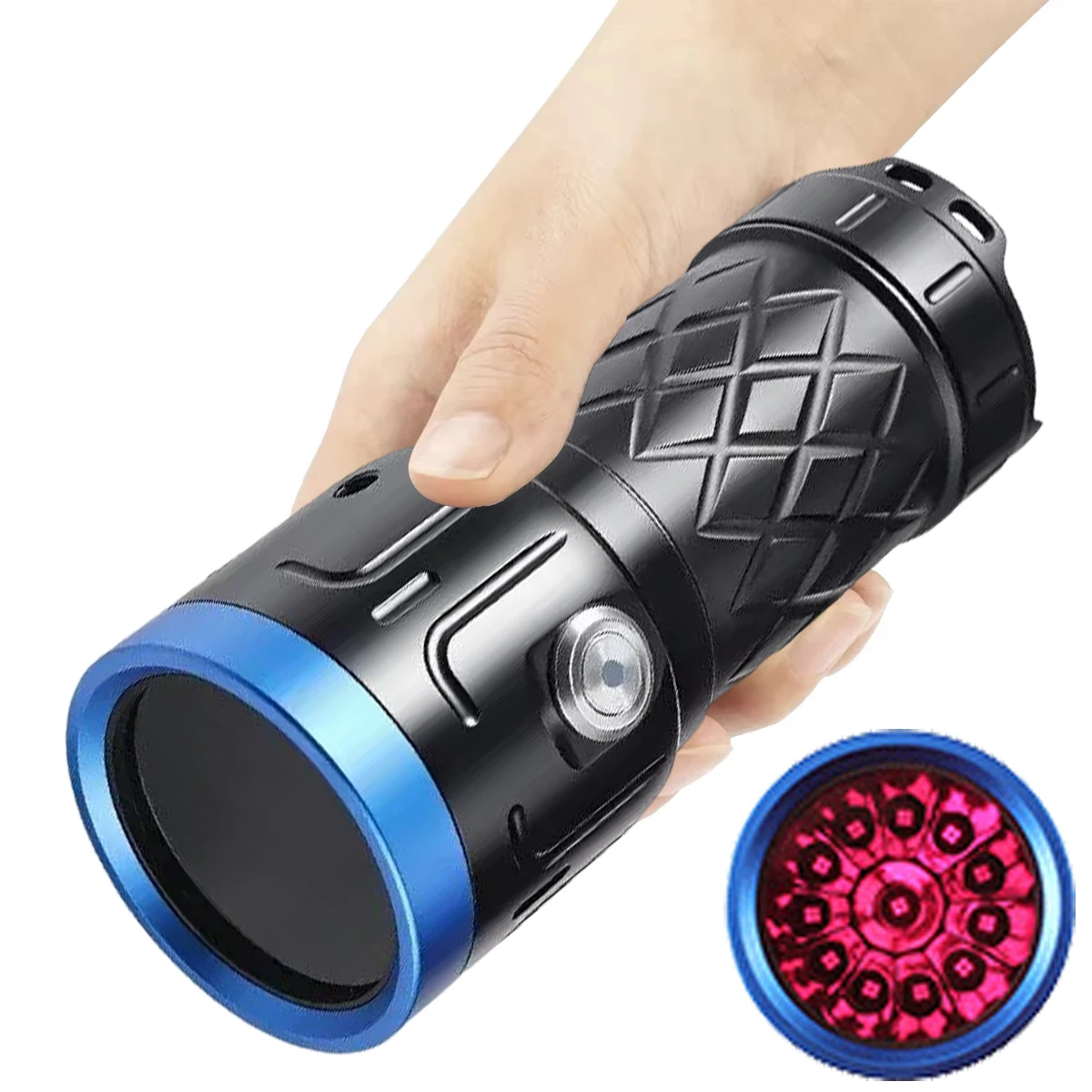 180W 365NM UV Light High Power Ultraviolet Lamp 6-CORE Powerful 365NM UV Flashlight Black Mirror Purple Light Detection Torch