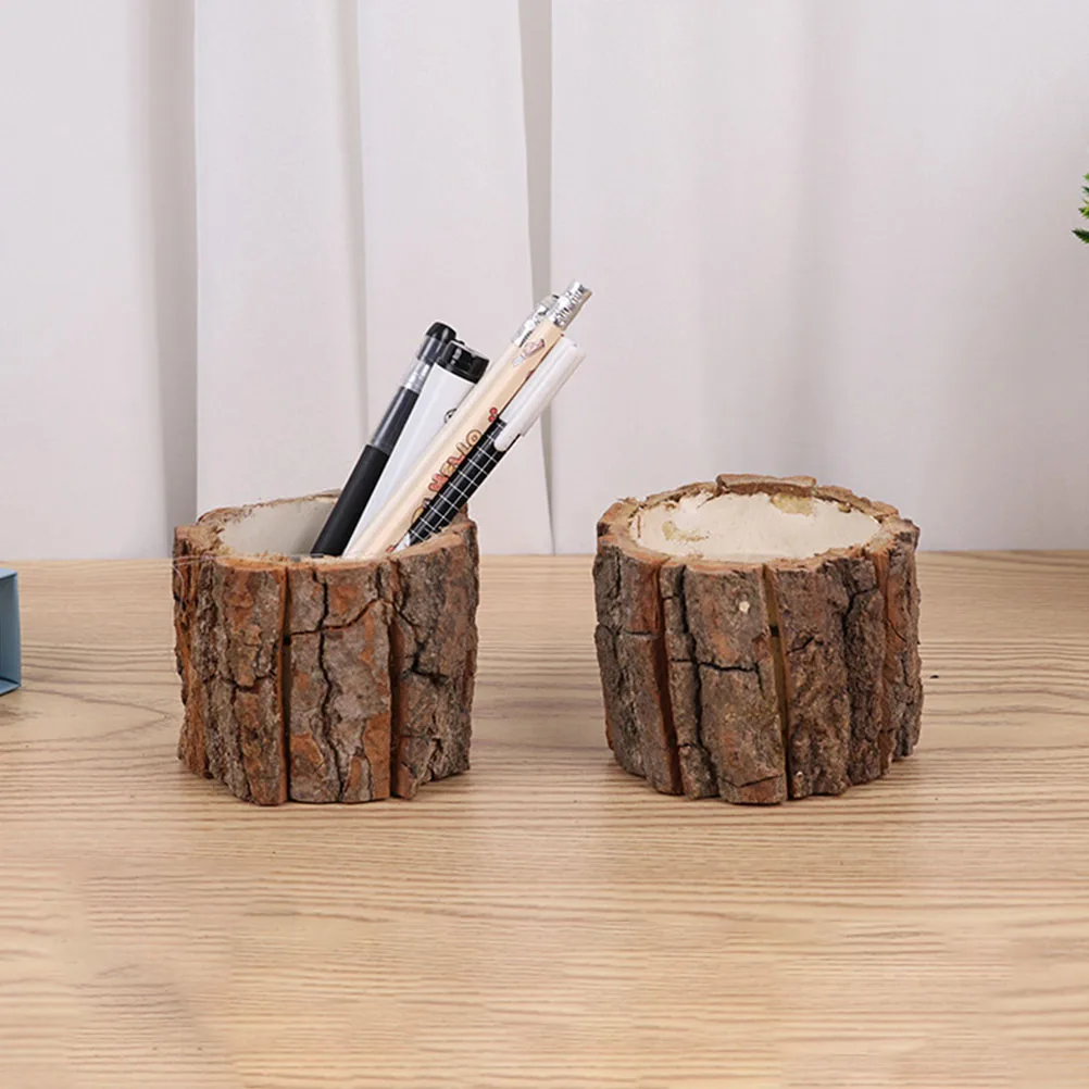 

3pcs Large Wood Pen Holder Simple Style Desk Storage Stationery Organizer Tabletop Pencil Cup Home Office Decor
