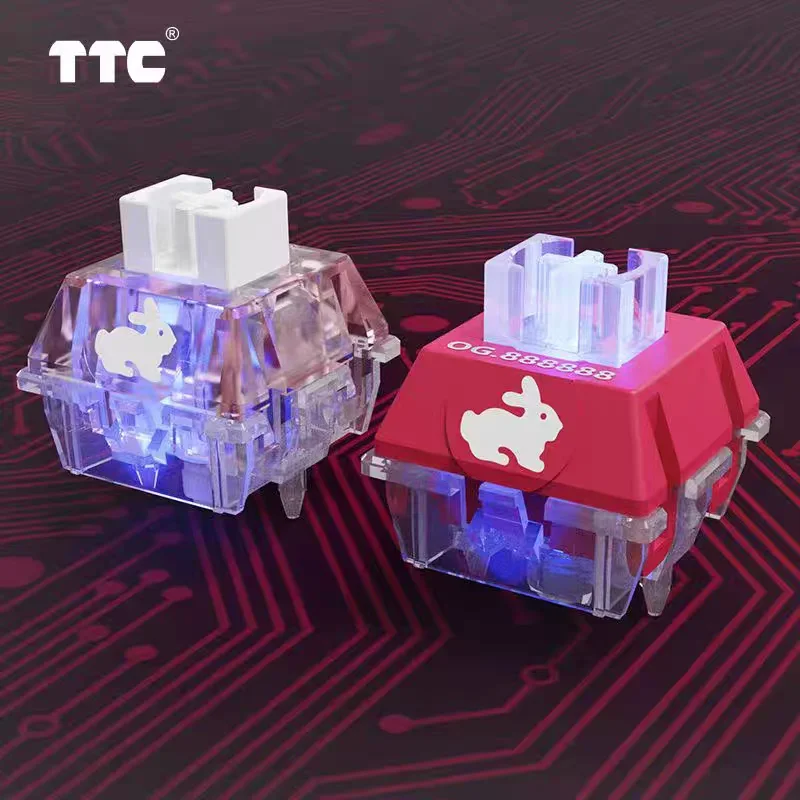 TTC Rabbit Silent Switch RGB Version Transparent Pink 5 Pins 42g Custom Mechanical Keyboard Switches Fast Speed Fine lubrication