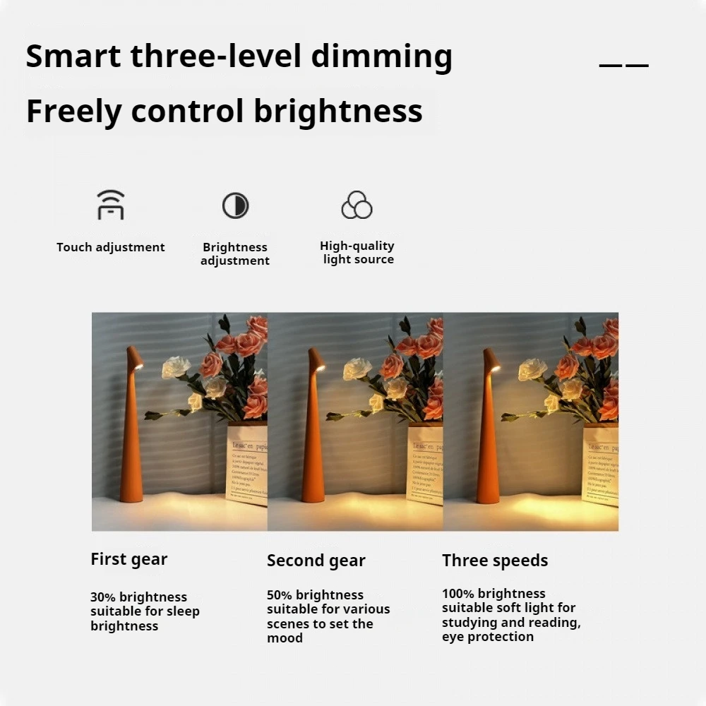 

Type-C Rechargeable Desk Lamp Creative Living Room Study Lamp Top Touch Dimming 1200mAh‌ Atmosphere Desktop Decoration Lamp