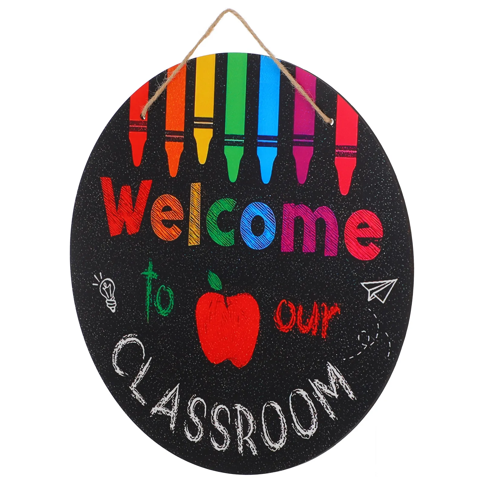 Wood Round Door Hanger Back to School Welcome Sign Classroom Door Sign Teacher Decor Vibrant Colors Teacher Wall Decor