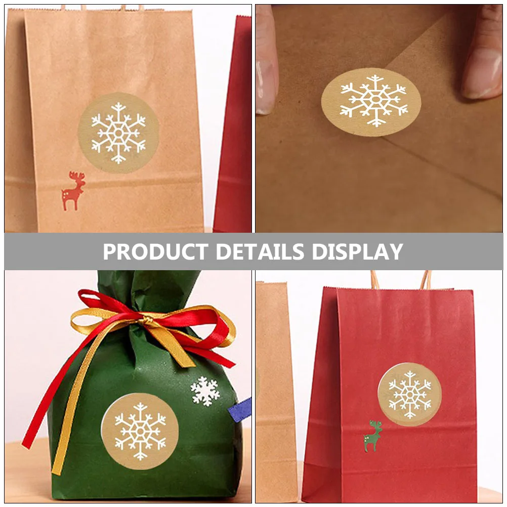 

3 Rolls Christmas Decoration Label Snowflakes Stickers Decorative Festive Mini Copper Plate Self-adhesive Paper Creative
