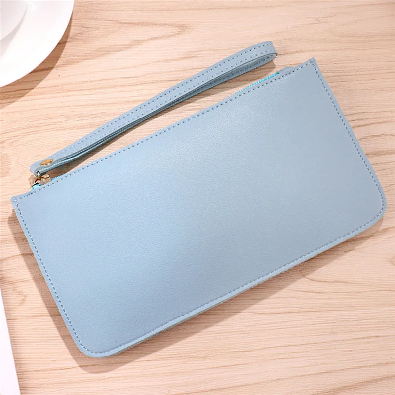 Moda donna PU Leather Zip Clutch Wallet Ladies Phone Storage Bags borsa lunga borsa porta carte di credito 6 colori 2024