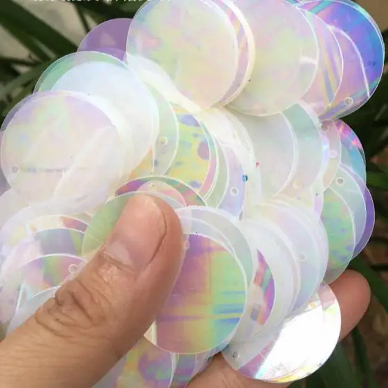 250g 5mm-50mm circular side hole color white color piece sequins sequins with hole scales white iridescent round sequins