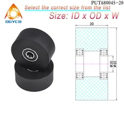 1pcs 10mm Bore 45mm Diameter Polyurethane Forming Bearing Pulley PUT680045-20 Double 6800 Bearing PU Coated Roller 10*45*20