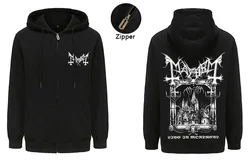 Mayhem Rock Band Hoodie Sweatshirts Zipper Outerwear Heavy Metal Coat Hooded Streetwear Zip-up Hoody Tops