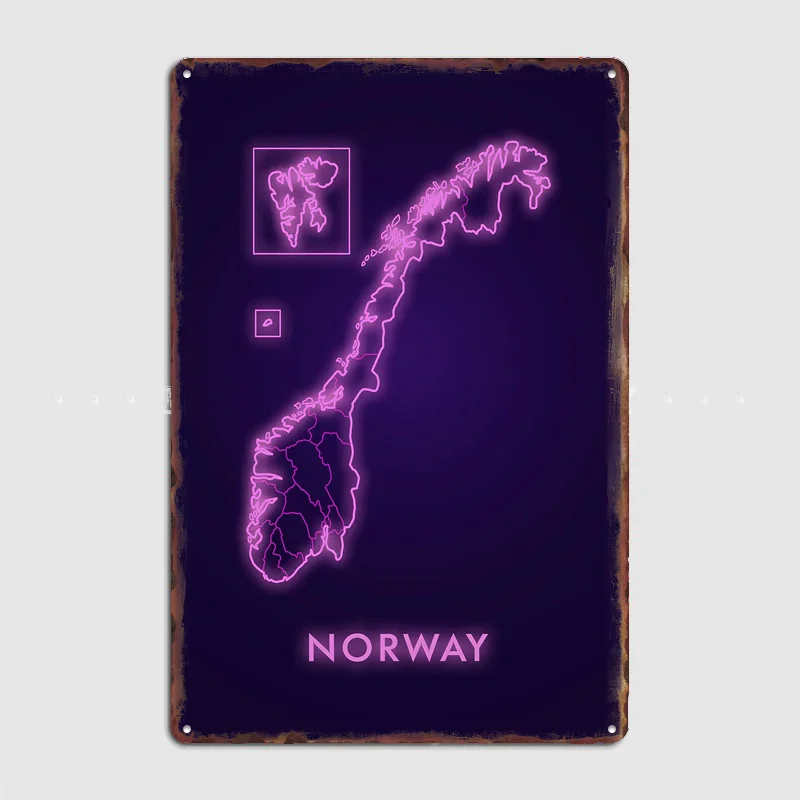 

Neon Norway Map Metal Sign Pub Club Cool Neon Vintage Custom Bedroom Garage Home Wall Decor Poster Room Decoration