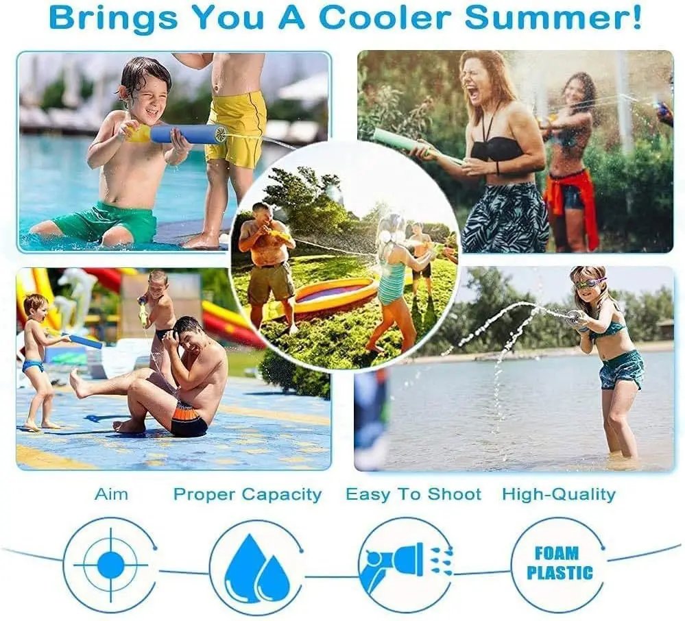 Pistolet à eau d'été en plein air, pistolet de pulvérisation d'eau, plage haute pression en mousse EVA, piscines, jouets amusants pour enfants, aléatoire