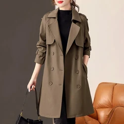 Spring Autumn Trench Coat Women Tops 2024 New Korean Mid Long High-End Temperament Fashion Overcoat Windbreaker Female Outerwear