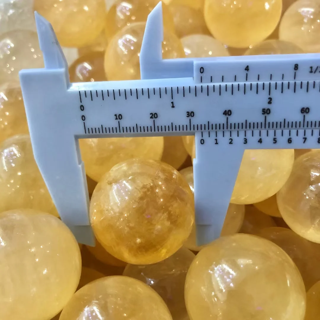 

30mm YELLOW Iceland Spar OPTICAL CALCITE quartz Sphere Ball 10pcs