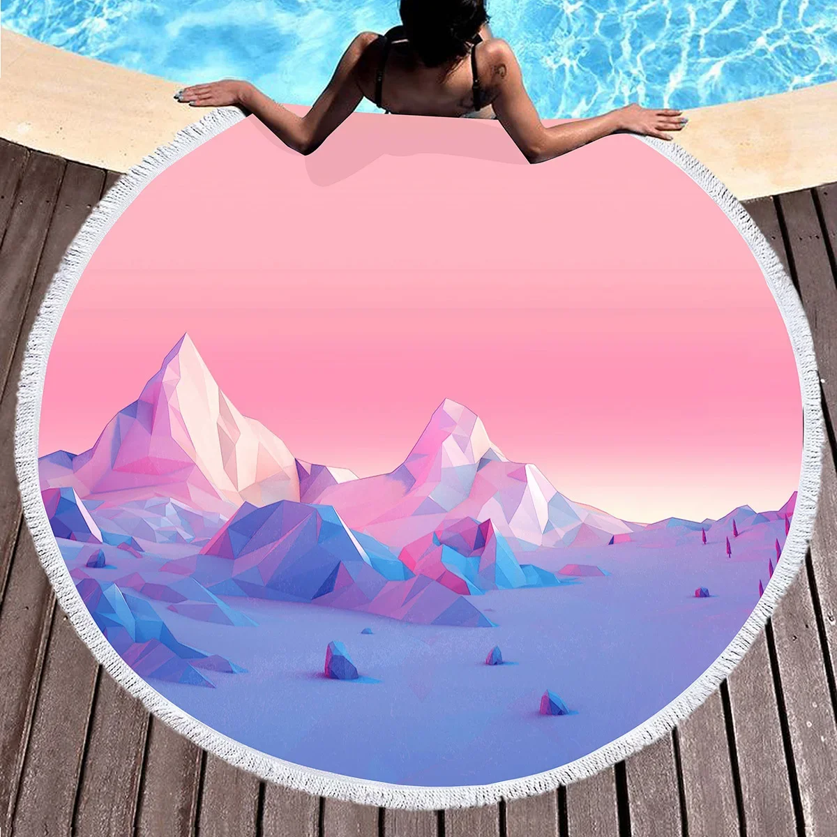 مناشف الشاطئ الجبلية الحديثة، مناشف حمام خفيفة الوزن ماصة سريعة الجفاف وخالية من الرمال، بطانية دائرية بسيطة للجبال #1