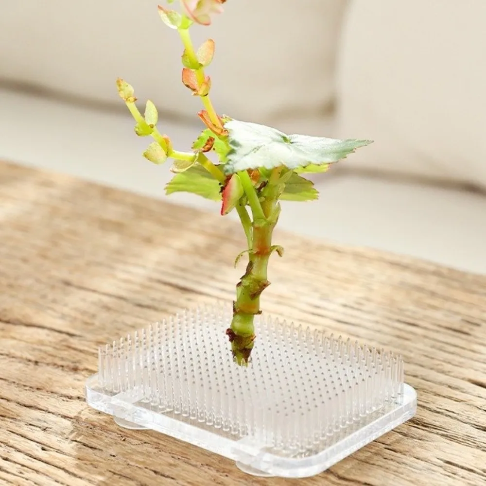 Round Flower Frog Suction Cup Rectangle Flower Arranger Strong Adsorption Plastic Floral Fixation Base Art Fixed Arranging