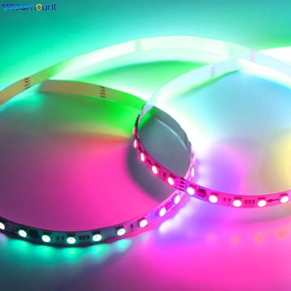 Full Color LED Pixel Strip, Sinal Digital Duplo Programável Externo, DC 12V, 24V, SMD 5050, RGB, IC, DMX512, Protocolo de 1990, 5m